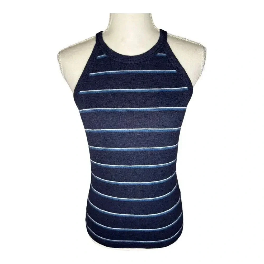 Madewell Size XS Timeoff Tank Top Shawn‎ Stripe Navy Blue